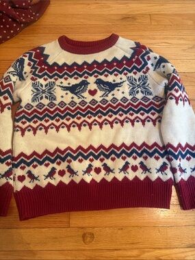 Kiel James Patrick Men's Fair Isle Crewneck Sweater - Red, Navy & Cream XS